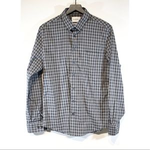 Goodfellow Co Mens Plaid Button Down Shirt Gray Black Large Slim Fit